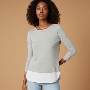 J.Crew Mercantile Gray Layered Hem Pullover Top Size Small